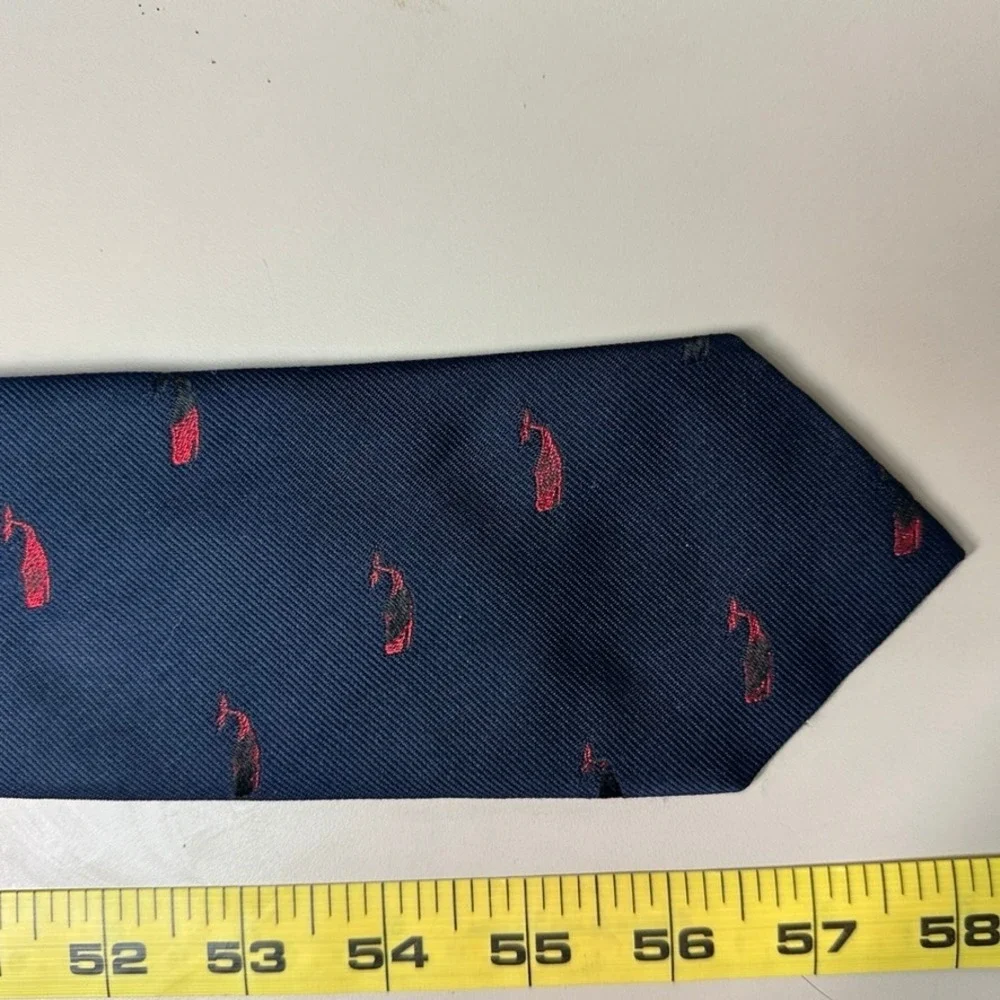 Allen Collins Navy Blue Red Whale Silk Blend Tie West Hartford Connecticut Prep
